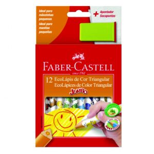 Lápis de cor Jumbo 12 cores Faber Castell com apontador