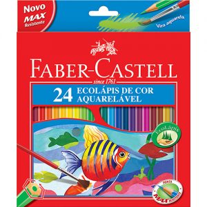 Lápis de cor Aquarelável 24 cores Faber Castell com pincel