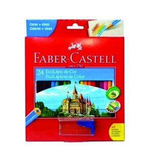 Lápis de cor com 24 cores Faber Castell com Apontador
