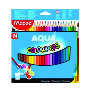 Lápis de cor Aquarelável 24 cores Maped com pincel