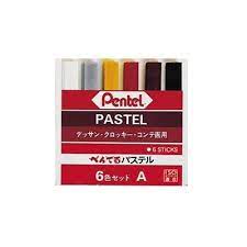 Giz Pastel Seco com 6 cores - Pentel