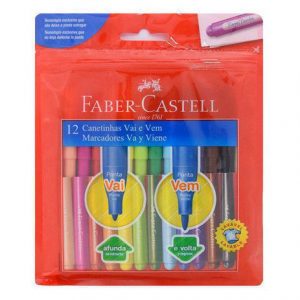 Hidrocor com 12 cores ponta fina vai e vem - Faber Castell