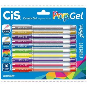 Kit Caneta Gel Pop Neon + Glitter- 10 Cores CIS